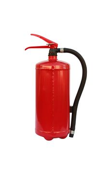 Red fire extinguisher isolated on white background with clipping path