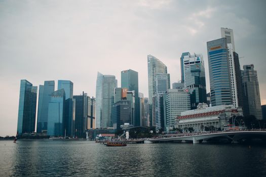 SINGAPORE - MARCH 1, 2018: Singapore city landscape, skyscrapers