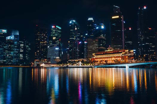 Singapore city landscape, skyscrapers at the bay.