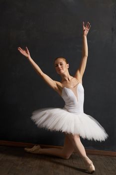 woman ballerina in white tutu performance grace dance. High quality photo