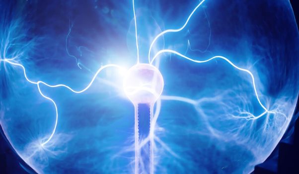 Intense electrical discharge and shine on a dark background