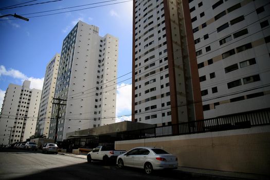 salvador, bahia, brazil - july 20, 2021: facade of residential building in the district of Stiep in the city of Salvador.