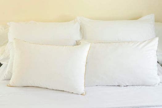 White pillows on a bed Comfortable soft pillows on the bed