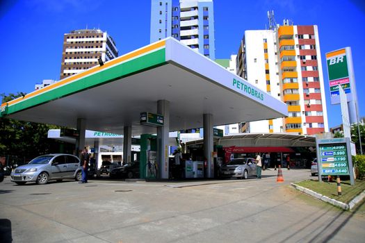 salvador, bahia, brazil - july 20, 2021: facade of a gas station of the Petrobras network in the city of Salvador.