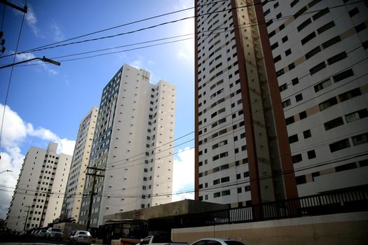 salvador, bahia, brazil - july 20, 2021: facade of residential building in the district of Stiep in the city of Salvador.