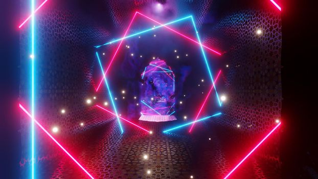 3D illustration Background for advertising and wallpaper in 80s retro and holographic scene. 3D rendering in decorative concept.