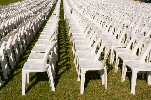 White chair in the lawn