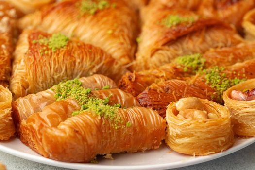 Close up photo of delicious baklava at a hotel buffet
