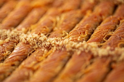 Close up photo of delicious baklava at a hotel buffet