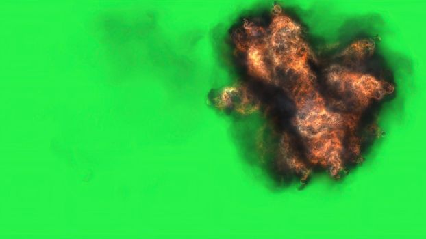 3d illustration - Fire ball on green screen