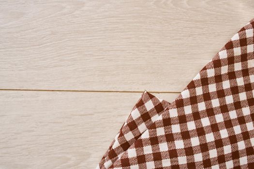 wooden texture plaid tablecloth kitchen textile design. High quality photo