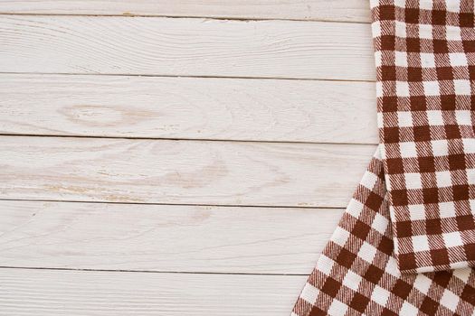 plaid tablecloth wooden texture kitchen decoration design. High quality photo