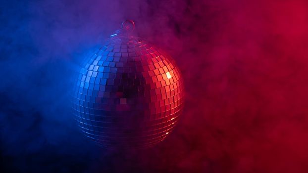 The disco ball is spinning in pink-blue smoke. Night life