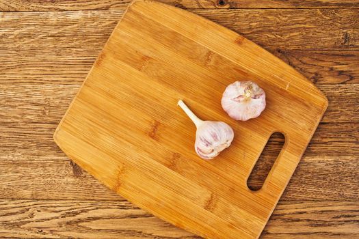 kitchen food garlic cutting board natural product. High quality photo