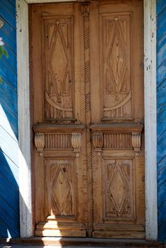Beautiful brown carved wooden door