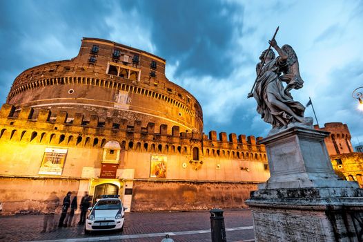 Rome, Italy - November 17, 2014: The Mausoleum of Hadrian, usually known as Castel Sant'Angelo is one of the main tourist attractions in Rome.