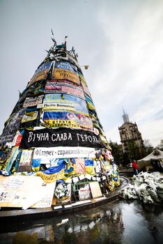 KIiev, Ukraine - April 14, 2014: Streets and barricades in the city center after the revolution in Kiev, Ukraine