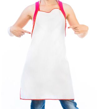 woman in apron isolated on white
