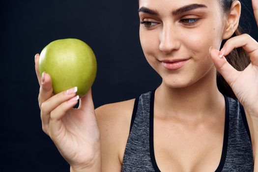 green apple health slim figure lifestyle close-up. High quality photo