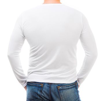 back of young man in a white shirt with long sleeves