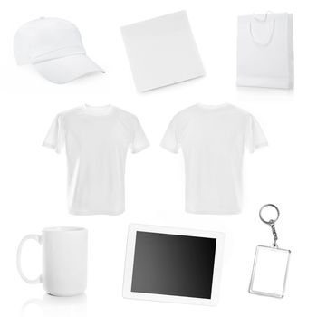 collage of white objects for corporate style isolated