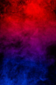 Fog in red blue neon light on black background