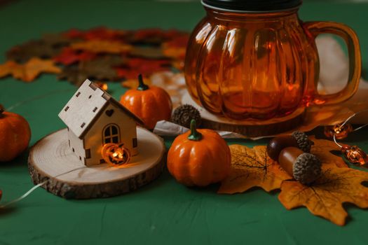 Autumn decor in the theme of the Halloween holiday