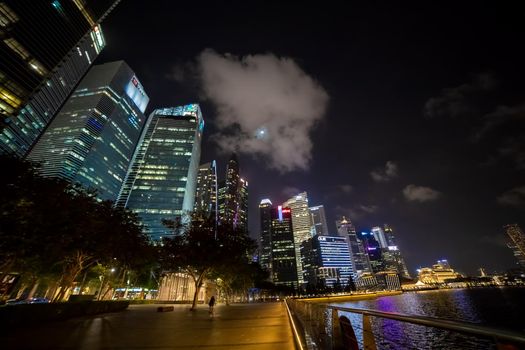 landscape of the night metropolis. lluminated skyscrapers. urban background