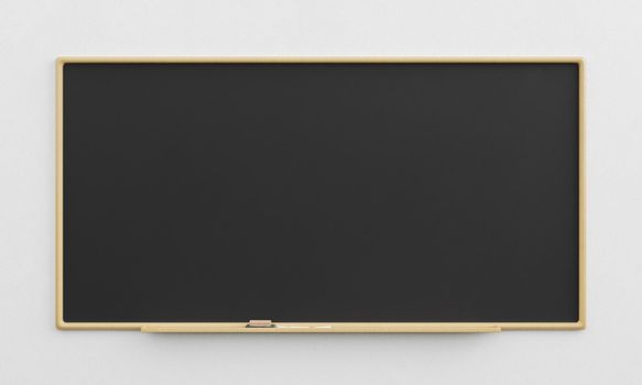 empty chalkboard with eraser and chalk for design display. 3d render