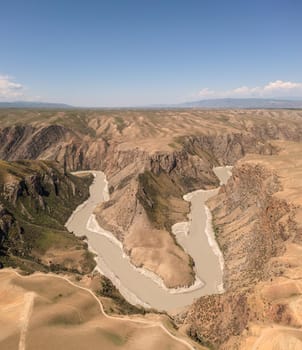 Grassland and river in a sunny day. Shot in Xinjiang, China.