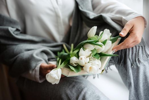 elegant wedding bouquet of fresh natural flowers and greenery