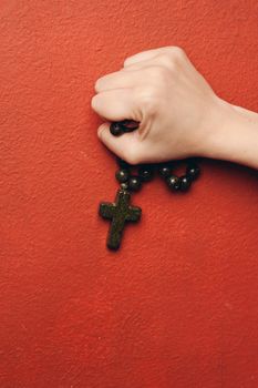 rosary beads with a cross catholicism christianity. High quality photo