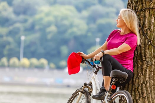 Girl on bicycle Woman ride bike