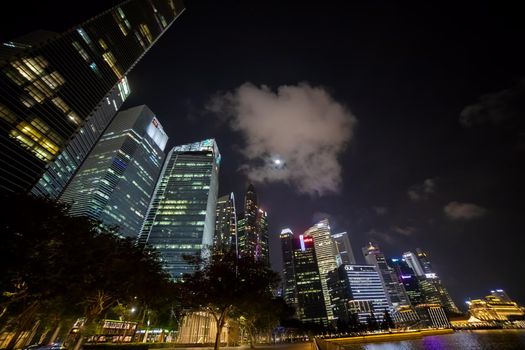 landscape of the night metropolis. lluminated skyscrapers. urban background