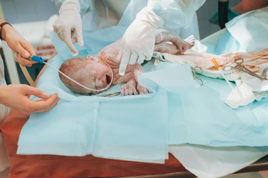 The first day of the newborn in the hospital.