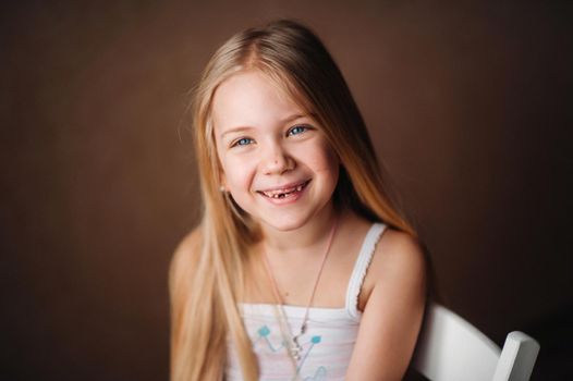 Summer portrait of a happy cute baby with a smile.