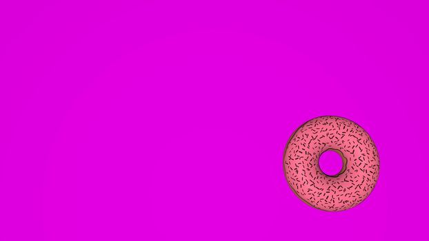 Abstract colorful animation, background of bright donuts. 3D rendering.