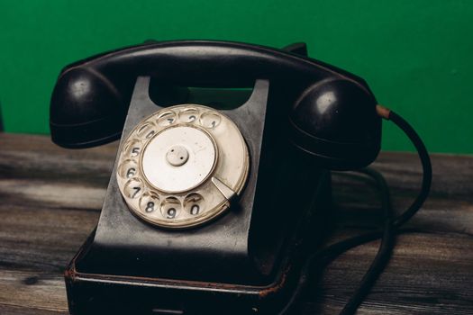 retro telephone nostalgia communication antique close-up technology. High quality photo