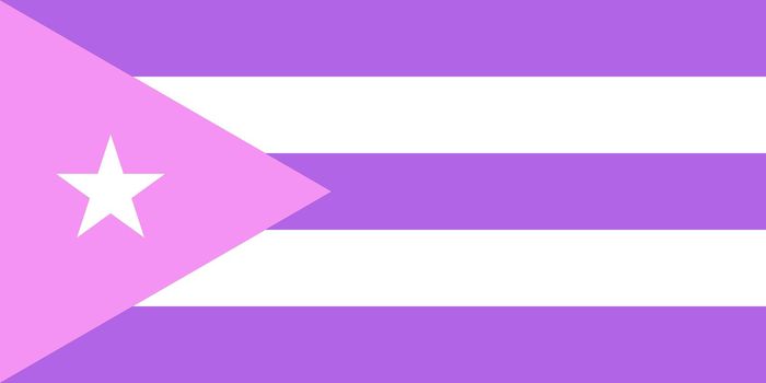 Top view of flag of Vaporwave Bisexual, Cuba, no flagpole. Plane design, layout. Flag background. Freedom and love concept. Pride month, activism, community and freedom