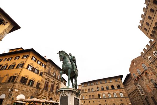 equestrian monument to Cosimo I in the Piazza della Signoria. Florence, Italy