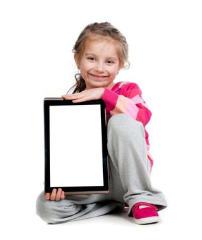 Pretty little girl with a Tablet PC
