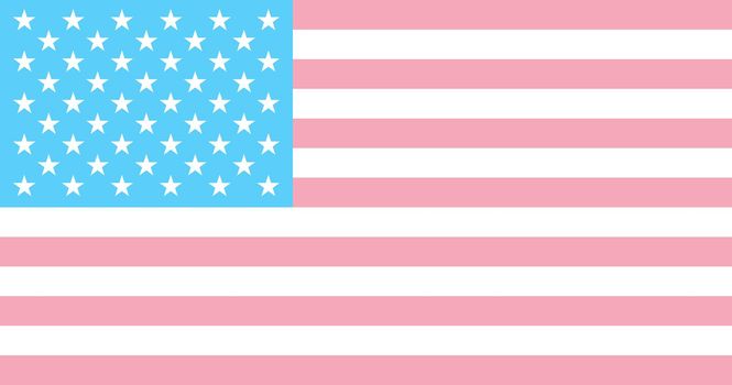 Top view of flag of Trans, United States, no flagpole. Plane design, layout. Flag background. Freedom and love concept. Pride month, activism, community and freedom