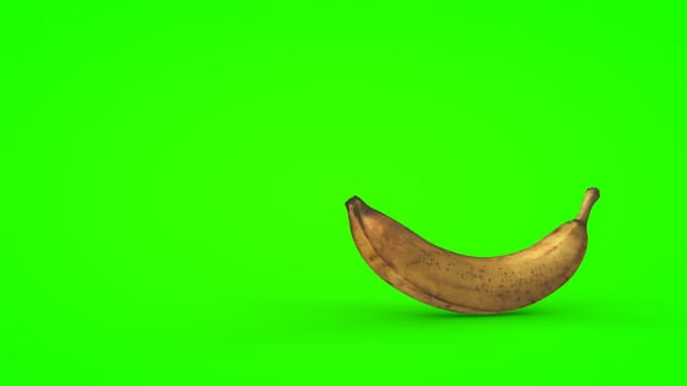 Ripe banana on a green background. 3D rendering.