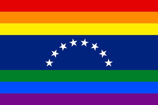Top view of flag of Venezuela, Gay Pride, no flagpole. Plane design, layout. Flag background. Freedom and love concept. Pride month, activism, community and freedom