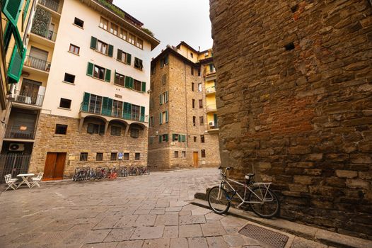 one of the courtyards of the historic center of Florence, Italy. Bottom view.Tuscany.