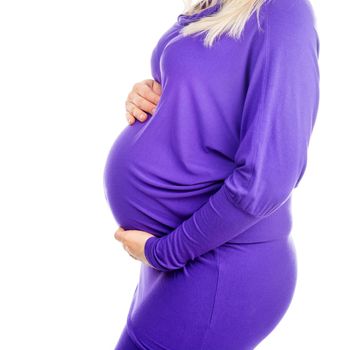 pregnant woman isolated on a white