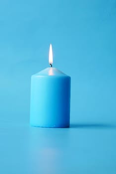 blue color candles slowly burning down