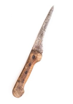 Old kitchen knife isolated on white background