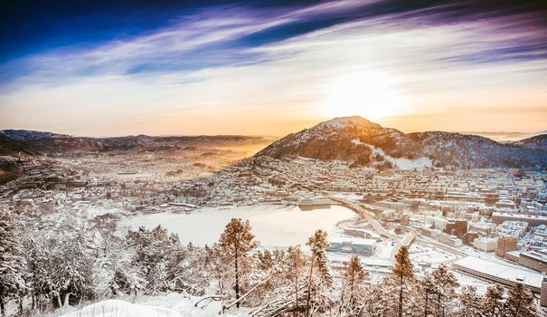 beautiful winter landscape from a mountain top