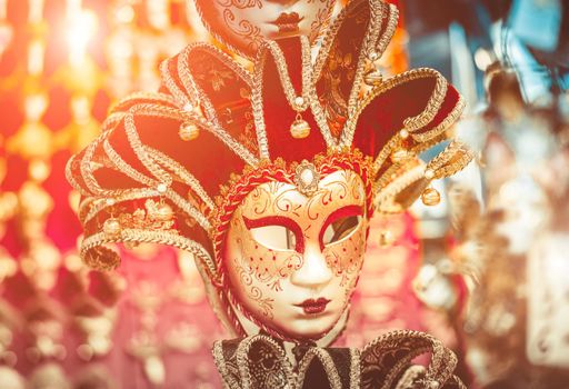 Venetian masks on the marke in Venice, Italy